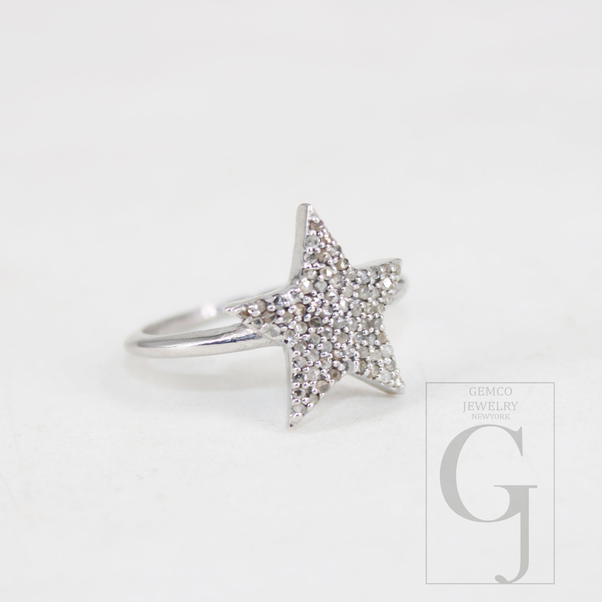 Very Beautiful Star Ring Designer Rosecut Pave Diamond Rings 925 Sterling Silver Handmade Silver Finish Diamond Ring