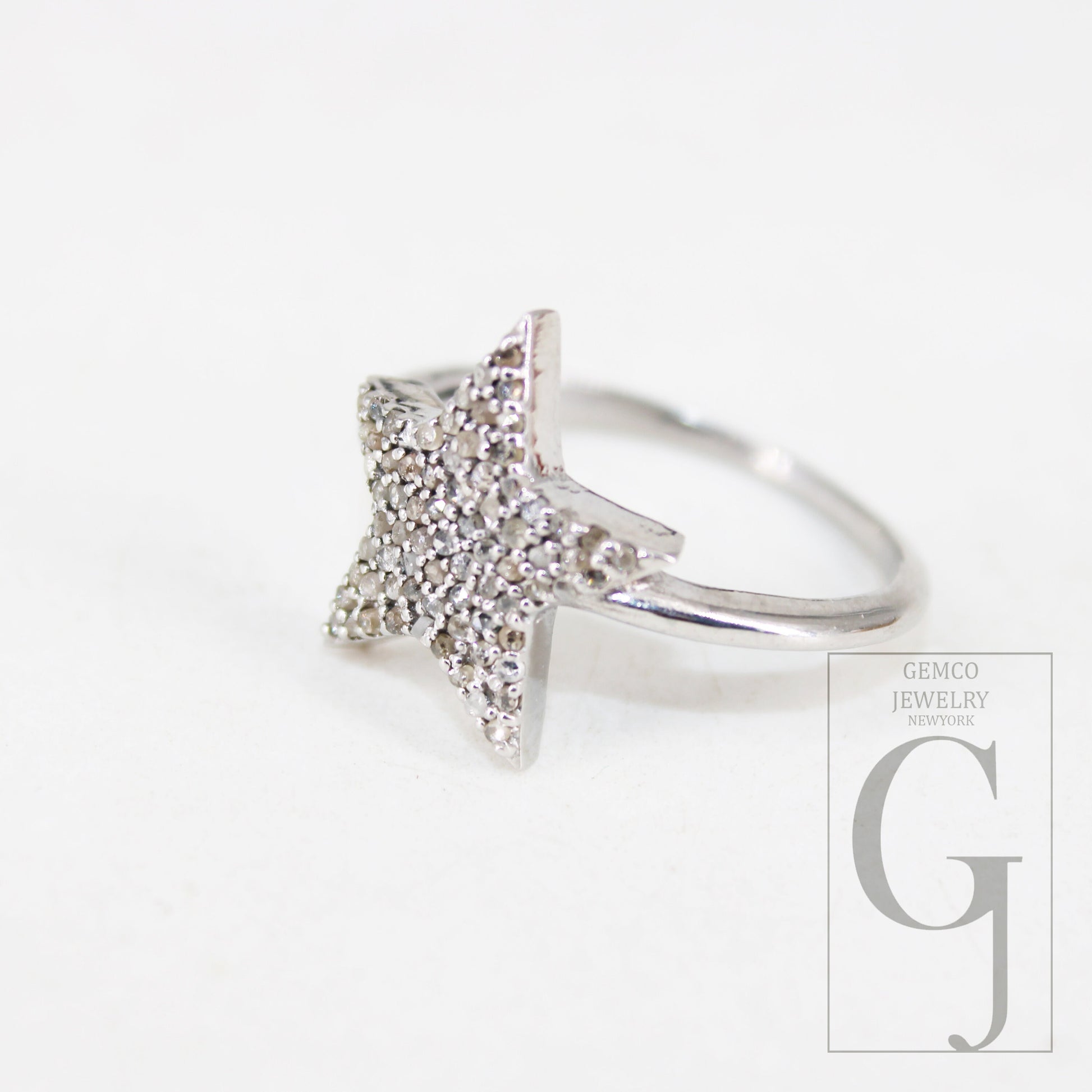 Very Beautiful Star Ring Designer Rosecut Pave Diamond Rings 925 Sterling Silver Handmade Silver Finish Diamond Ring