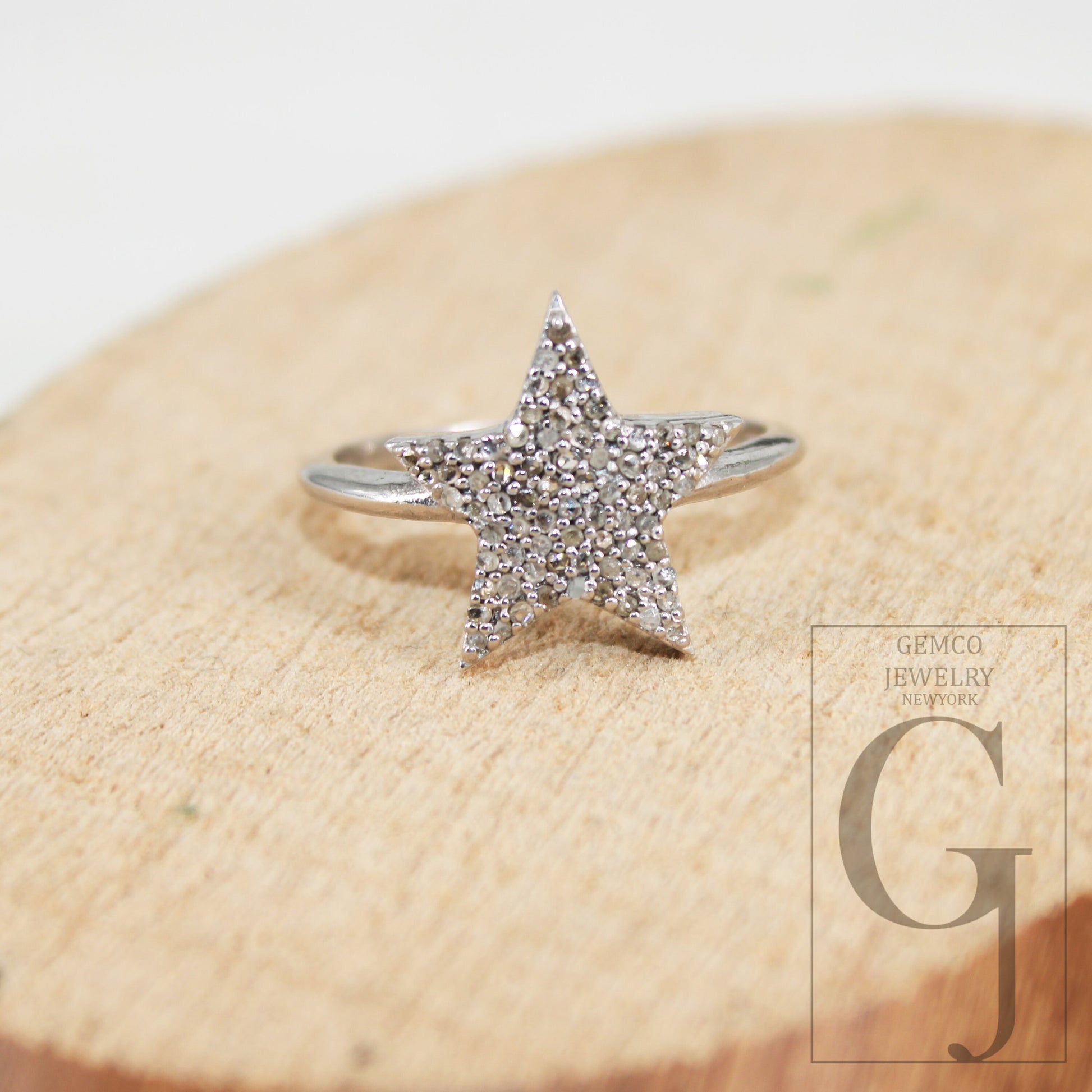 Very Beautiful Star Ring Designer Rosecut Pave Diamond Rings 925 Sterling Silver Handmade Silver Finish Diamond Ring