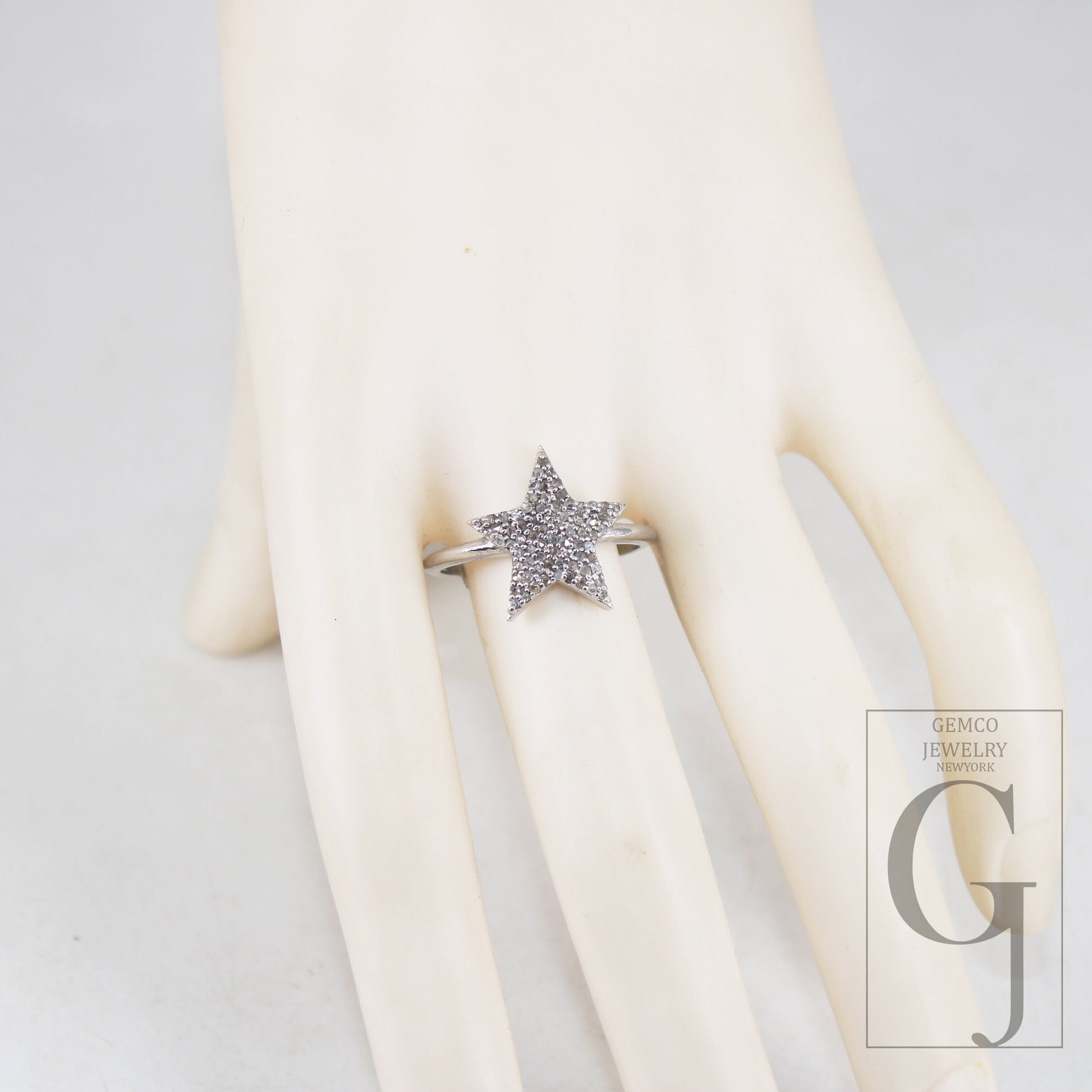 Very Beautiful Star Ring Designer Rosecut Pave Diamond Rings 925 Sterling Silver Handmade Silver Finish Diamond Ring