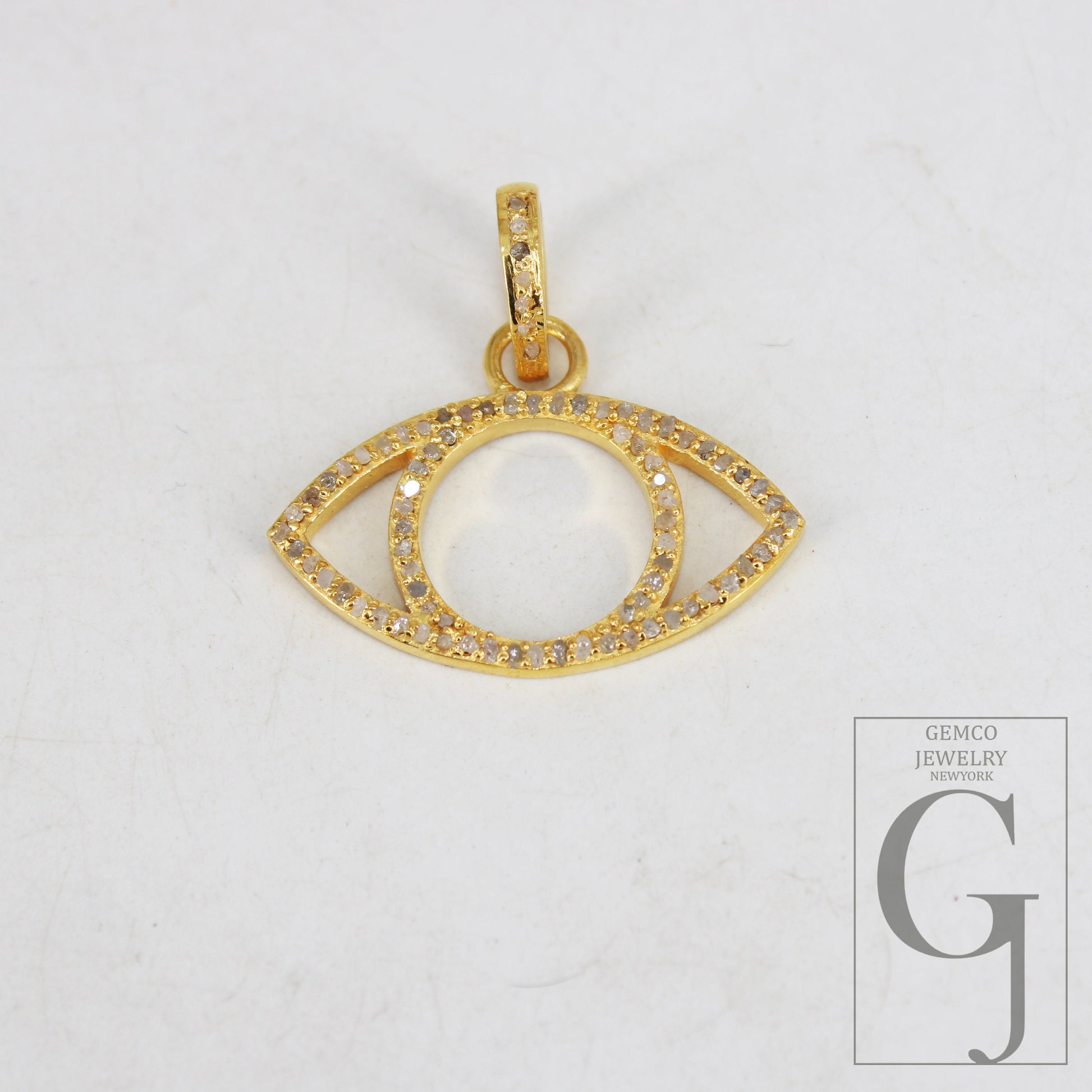 Beautiful Evil Eye Pendant Designer Rosecut Pave Diamond Pendant 925 Sterling Silver Handmade Finish Diamond Charms Necklace Pendant