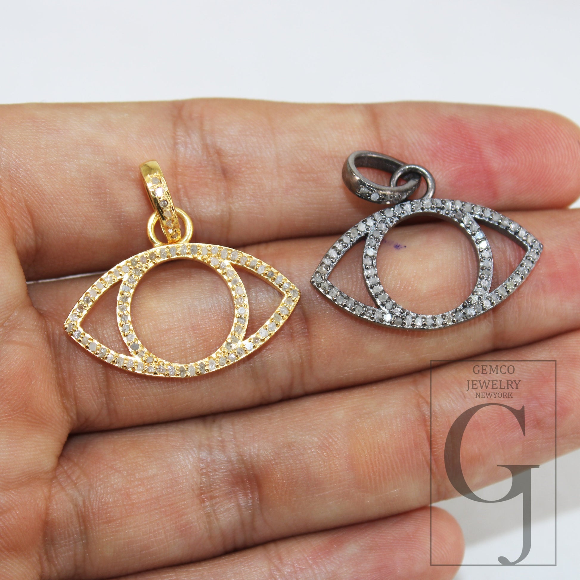 Beautiful Evil Eye Pendant Designer Rosecut Pave Diamond Pendant 925 Sterling Silver Handmade Finish Diamond Charms Necklace Pendant