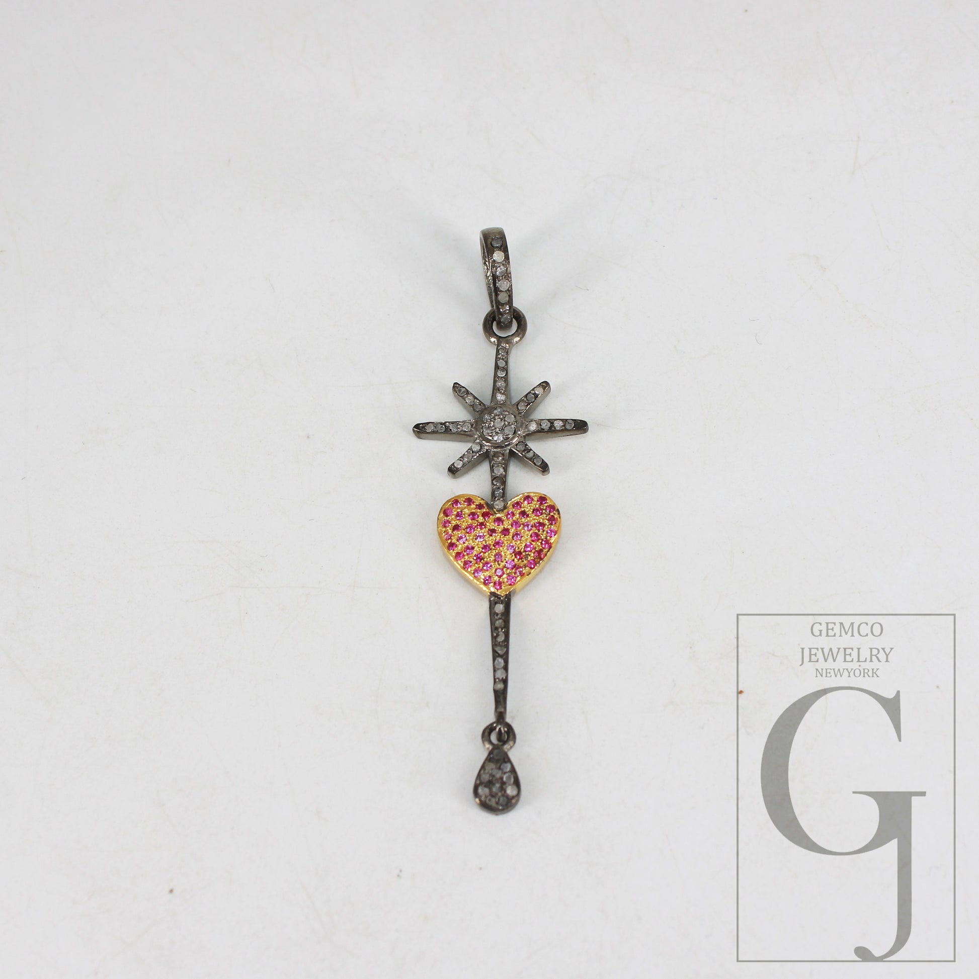 Antique Look Heart Pendant Rosecut Pave Diamond Pendant 925 Sterling Silver Handmade Finish Diamond Charms Necklace Pendant