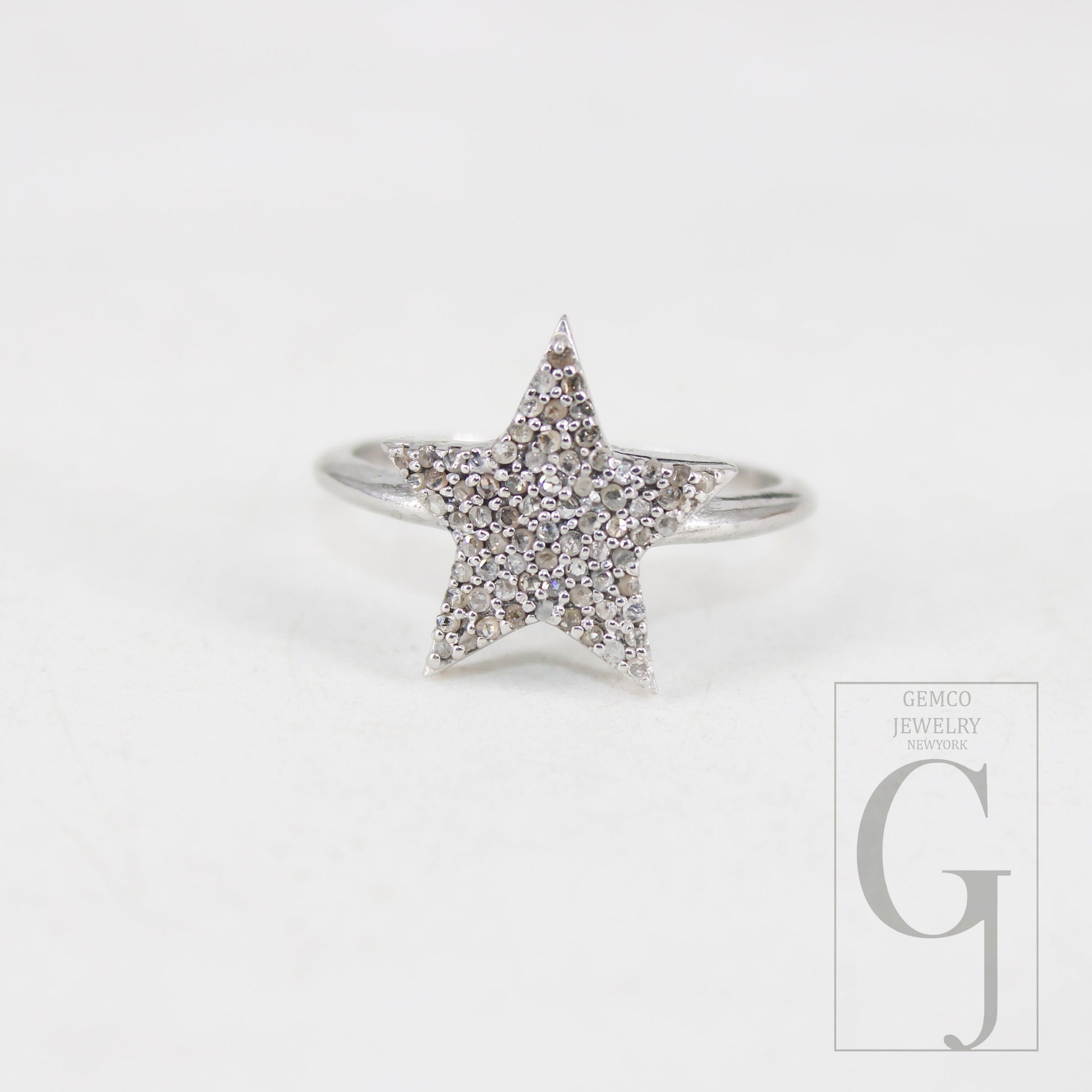 Very Beautiful Star Ring Designer Rosecut Pave Diamond Rings 925 Sterling Silver Handmade Silver Finish Diamond Ring