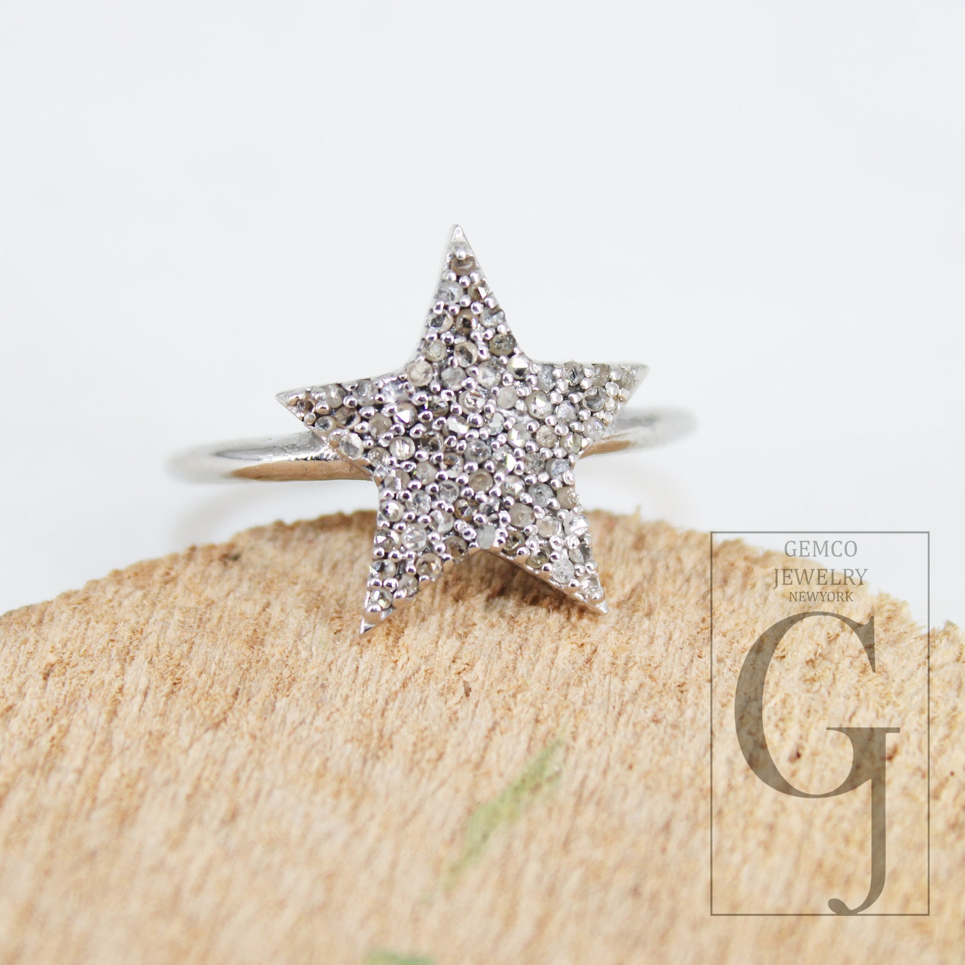 Very Beautiful Star Ring Designer Rosecut Pave Diamond Rings 925 Sterling Silver Handmade Silver Finish Diamond Ring