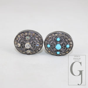 Beautiful oval designer Pave diamond beads/spacers design Pave diamond 925 sterling silver handmade jewelry diamond jewelry fine jewelry 18mm SIZE