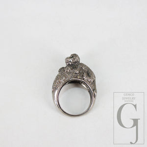 Antique Finish Monkey Ring Designer Rosecut Pave Diamond Rings 925 Sterling Silver Handmade Silver Finish Diamond Ring