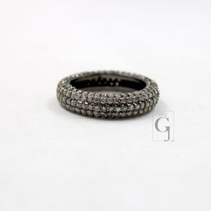 Very beautiful designer brilliant cut pave diamond rings band 925 sterling silver handmade silver finish diamond ring