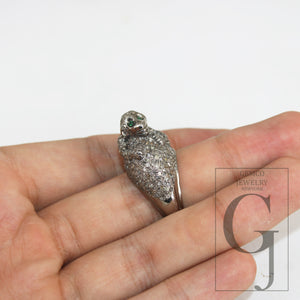 Antique Finish Monkey Ring Designer Rosecut Pave Diamond Rings 925 Sterling Silver Handmade Silver Finish Diamond Ring