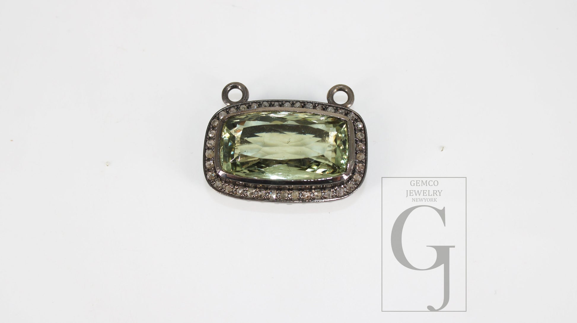 Green amethyst pendant designer Rosecut pave diamond pendant 925 sterling silver handmade finish diamond charm necklace pendant 18" necklace