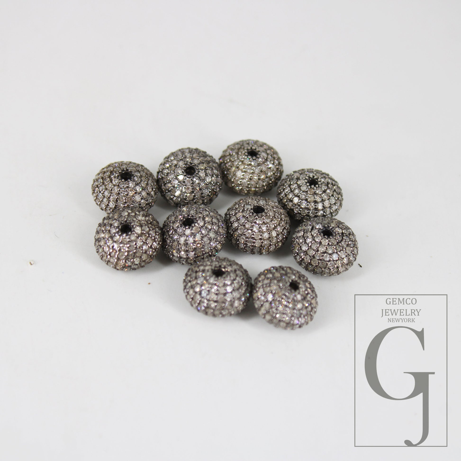 8mm/10mm/12mm Rondelles Pave Diamond Bead / Pave Spacers Design Pave Brilliant Cut Diamond 925 Sterling Silver Handmade Donut Beads Jewelry