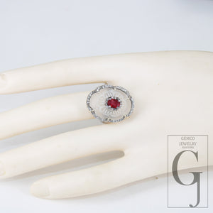 Very beautiful crystal ring ruby ring designer Rosecut pave diamond rings 925 sterling silver handmade silver finish diamond rings