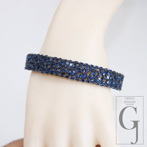 Beautiful Blue baguettes cuff bangle 925 sterling silver handmade finish blue sapphire color stone baguettes bangle