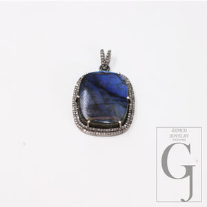 Antique look labradorite pendant designer Rosecut pave diamond 925 sterling silver handmade finish pendent diamond charms necklace pendant