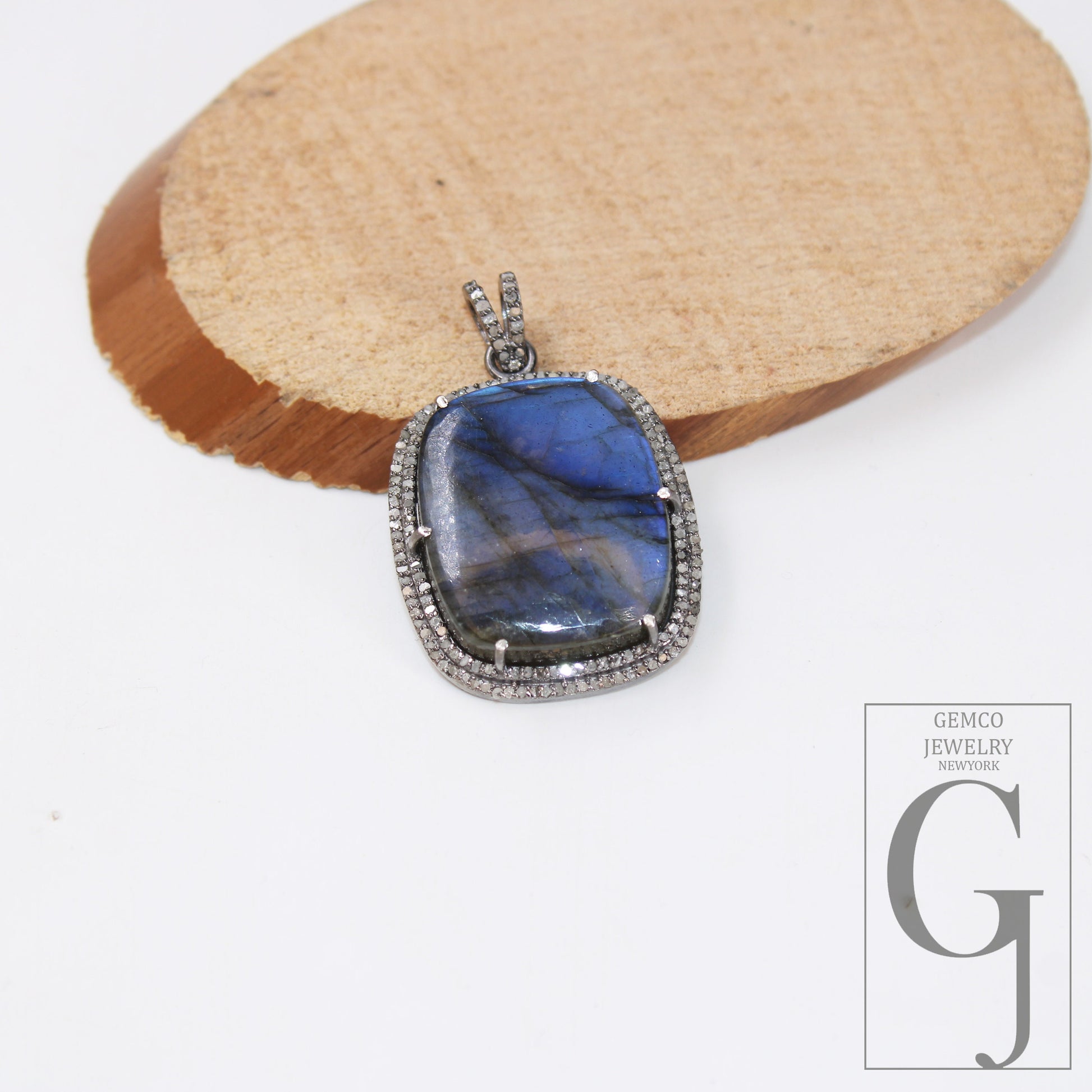 Antique look labradorite pendant designer Rosecut pave diamond 925 sterling silver handmade finish pendent diamond charms necklace pendant
