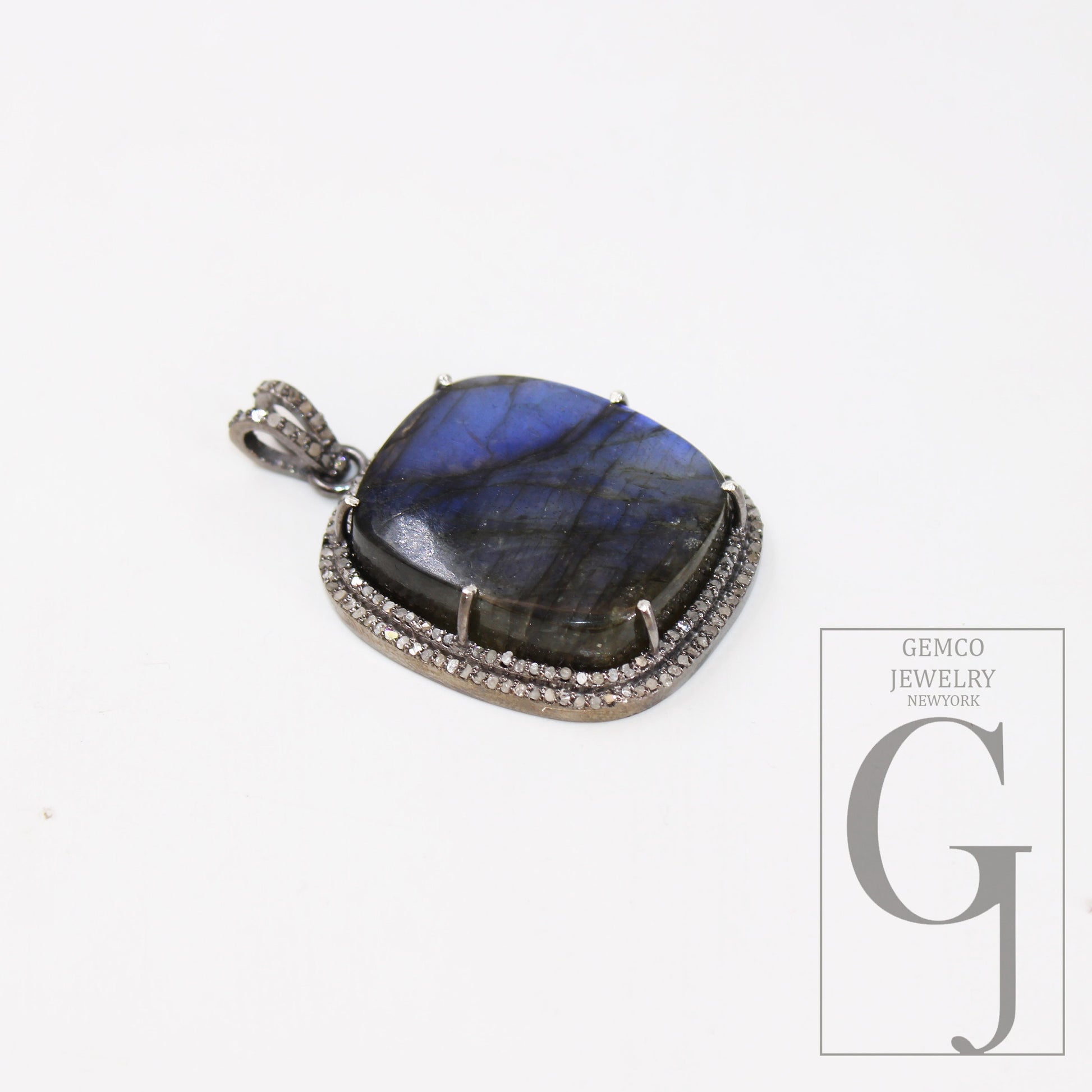 Antique look labradorite pendant designer Rosecut pave diamond 925 sterling silver handmade finish pendant diamond charms necklace pendant