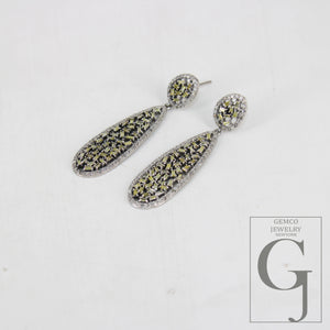 Beautiful Designed Baguettes Pave Diamond Earring Sterling Silver Earring Pave Diamond Silver Earring 925 Sterling Diamond Earring