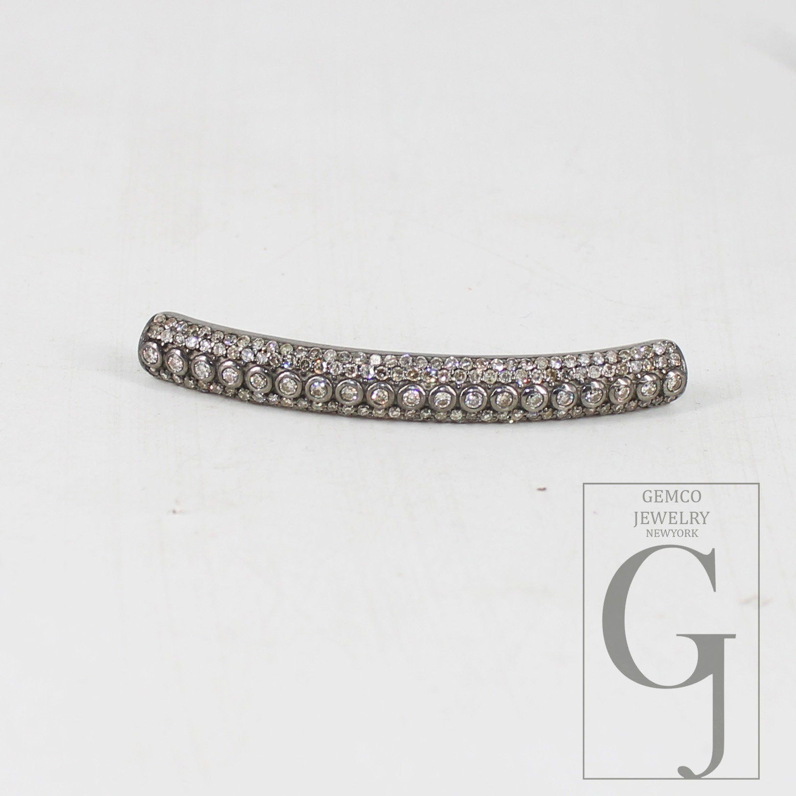 AAA Brilliant Cut Pave Diamond Connector 925 Sterling Silver Connector Handmade Diamond Tube Diamond Bracelet Connector Ready To Use Finding