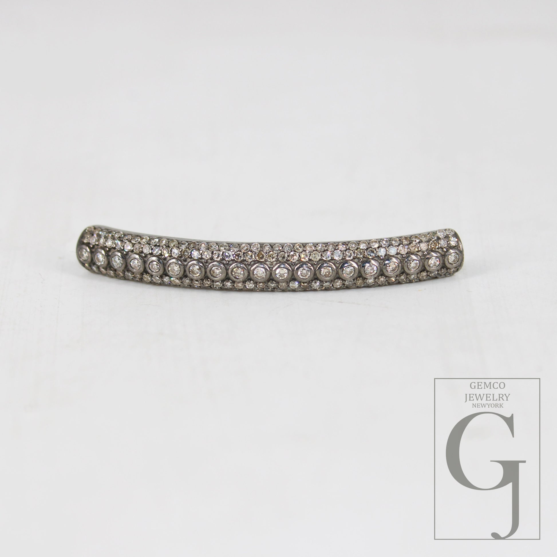 AAA Brilliant Cut Pave Diamond Connector 925 Sterling Silver Connector Handmade Diamond Tube Diamond Bracelet Connector Ready To Use Finding