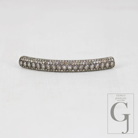 AAA Brilliant Cut Pave Diamond Connector 925 Sterling Silver Connector Handmade Diamond Tube Diamond Bracelet Connector Ready To Use Finding