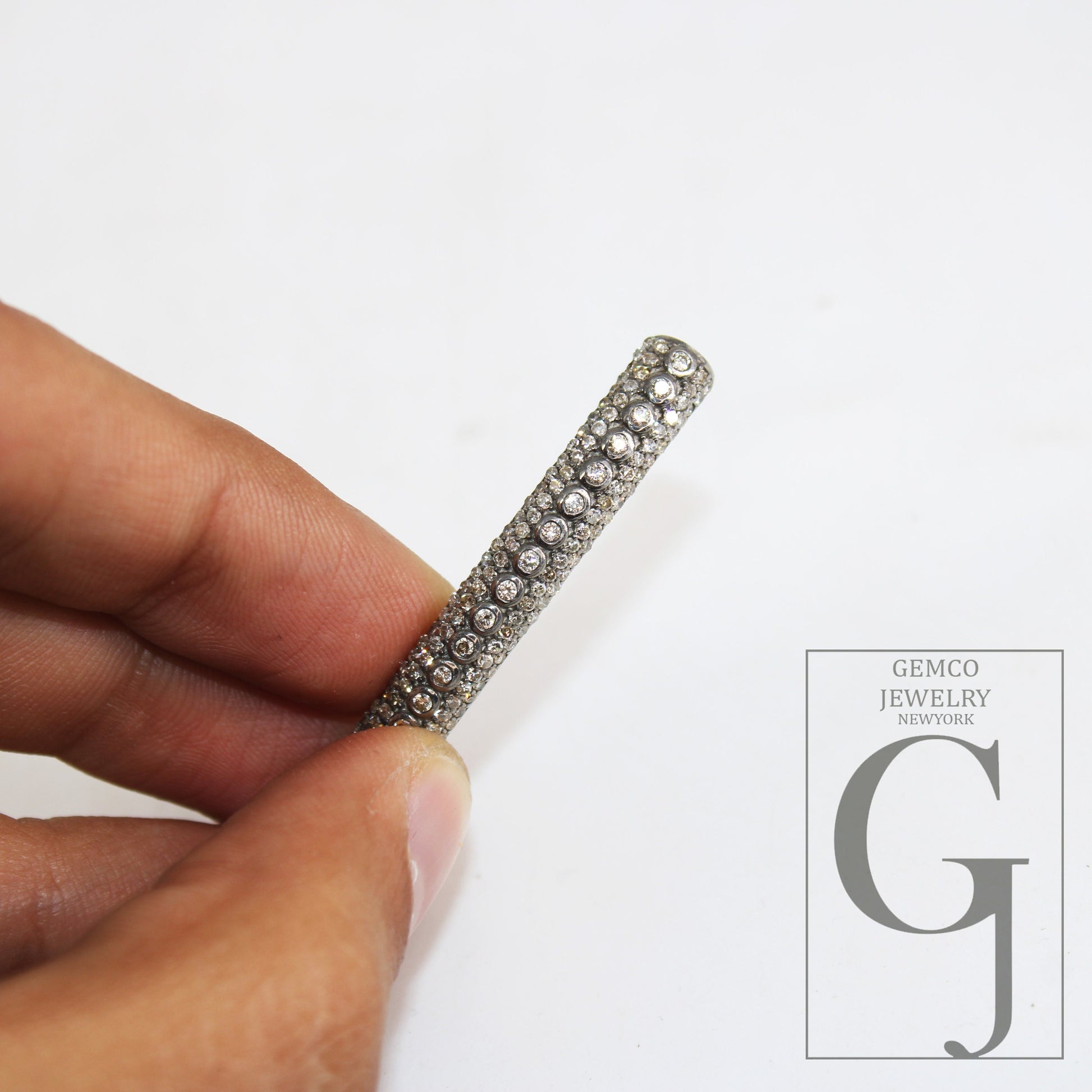 AAA Brilliant Cut Pave Diamond Connector 925 Sterling Silver Connector Handmade Diamond Tube Diamond Bracelet Connector Ready To Use Finding