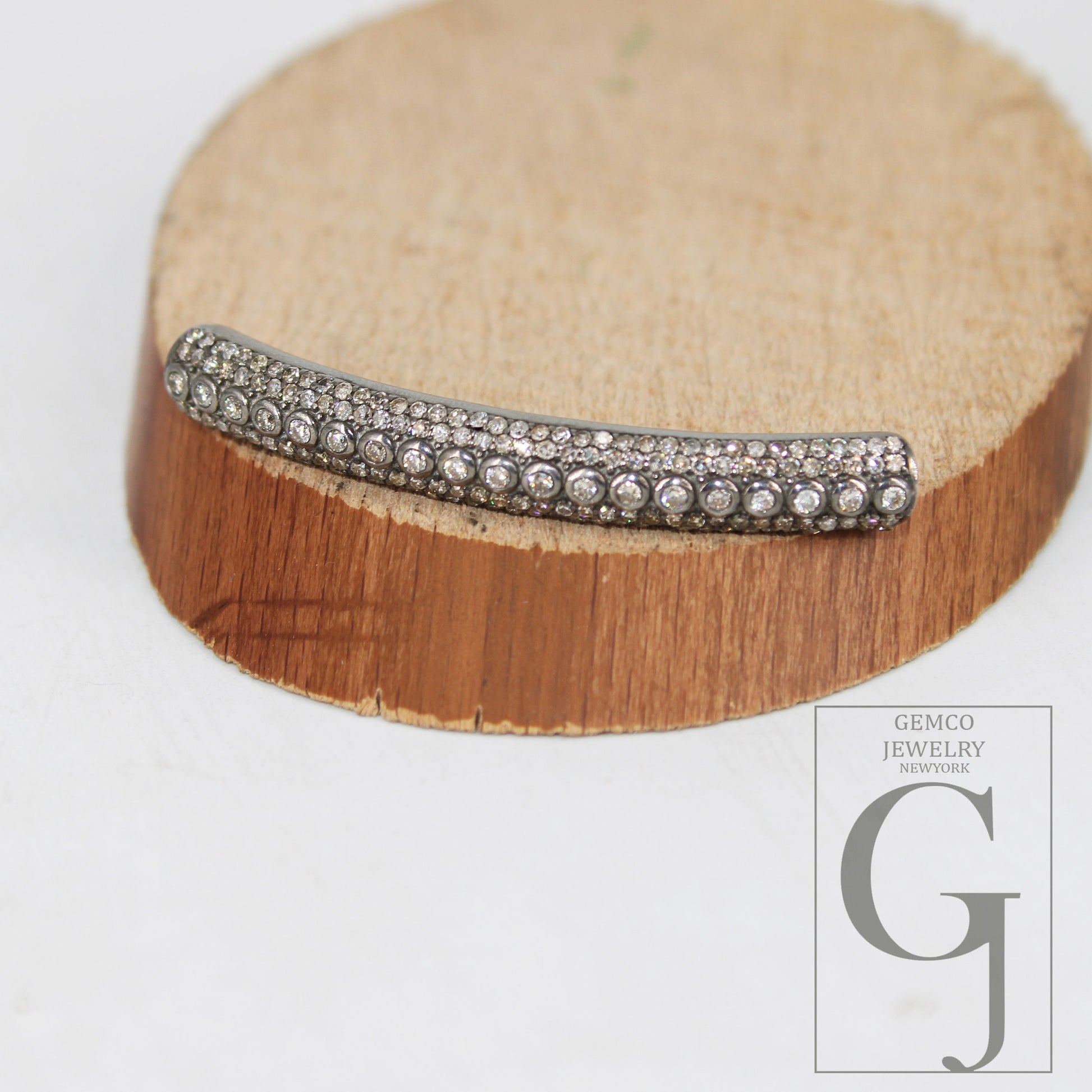 AAA Brilliant Cut Pave Diamond Connector 925 Sterling Silver Connector Handmade Diamond Tube Diamond Bracelet Connector Ready To Use Finding
