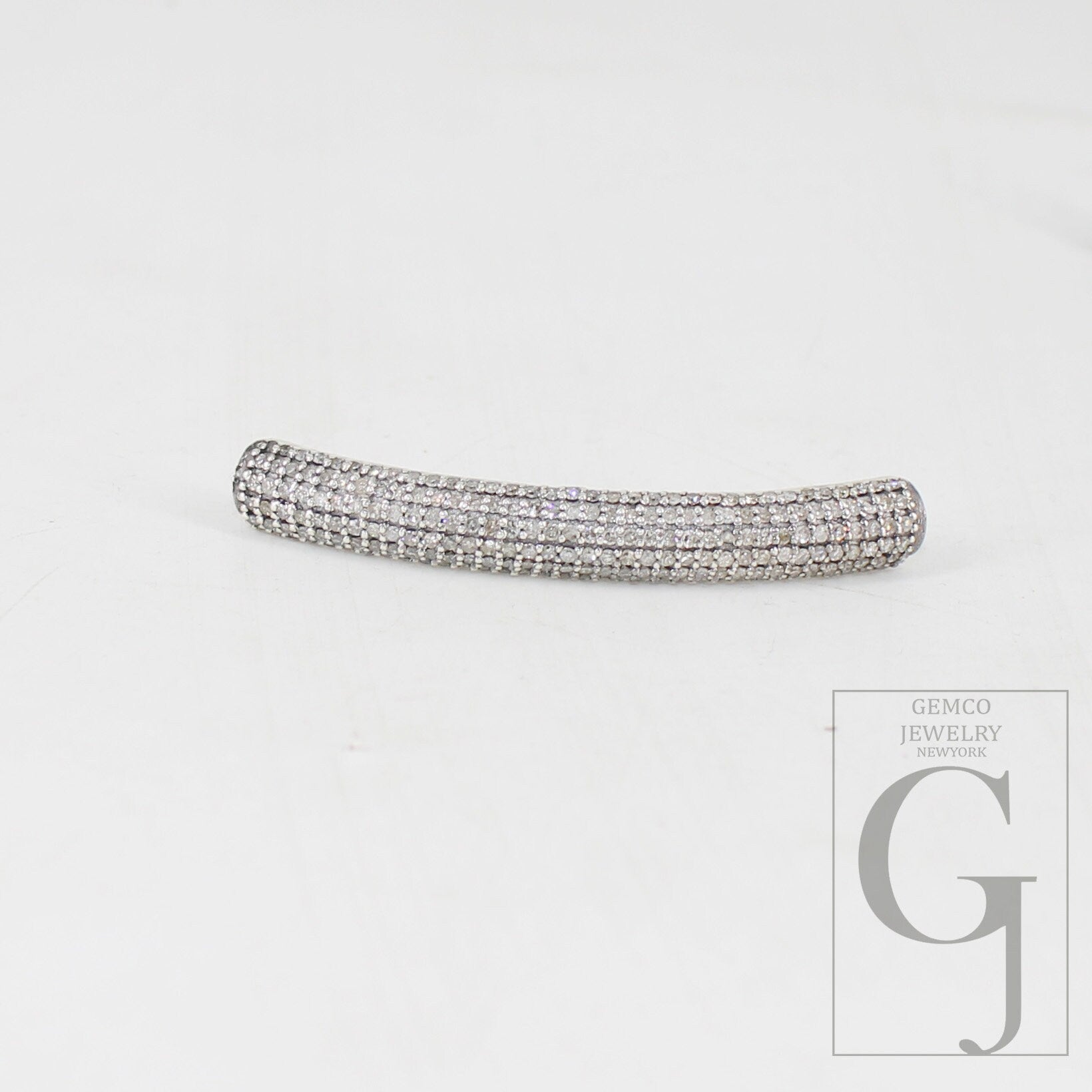 1pc AAA Brilliant Cut Pave Diamond Connector 925 Sterling Silver Connector Handmade Diamond Connector Tube Design Diamond Bracelet Connector