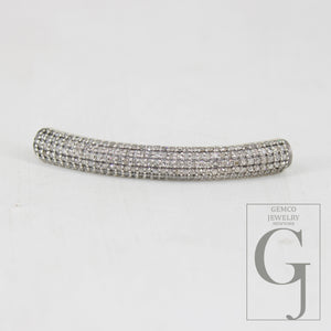 1pc AAA Brilliant Cut Pave Diamond Connector 925 Sterling Silver Connector Handmade Diamond Connector Tube Design Diamond Bracelet Connector