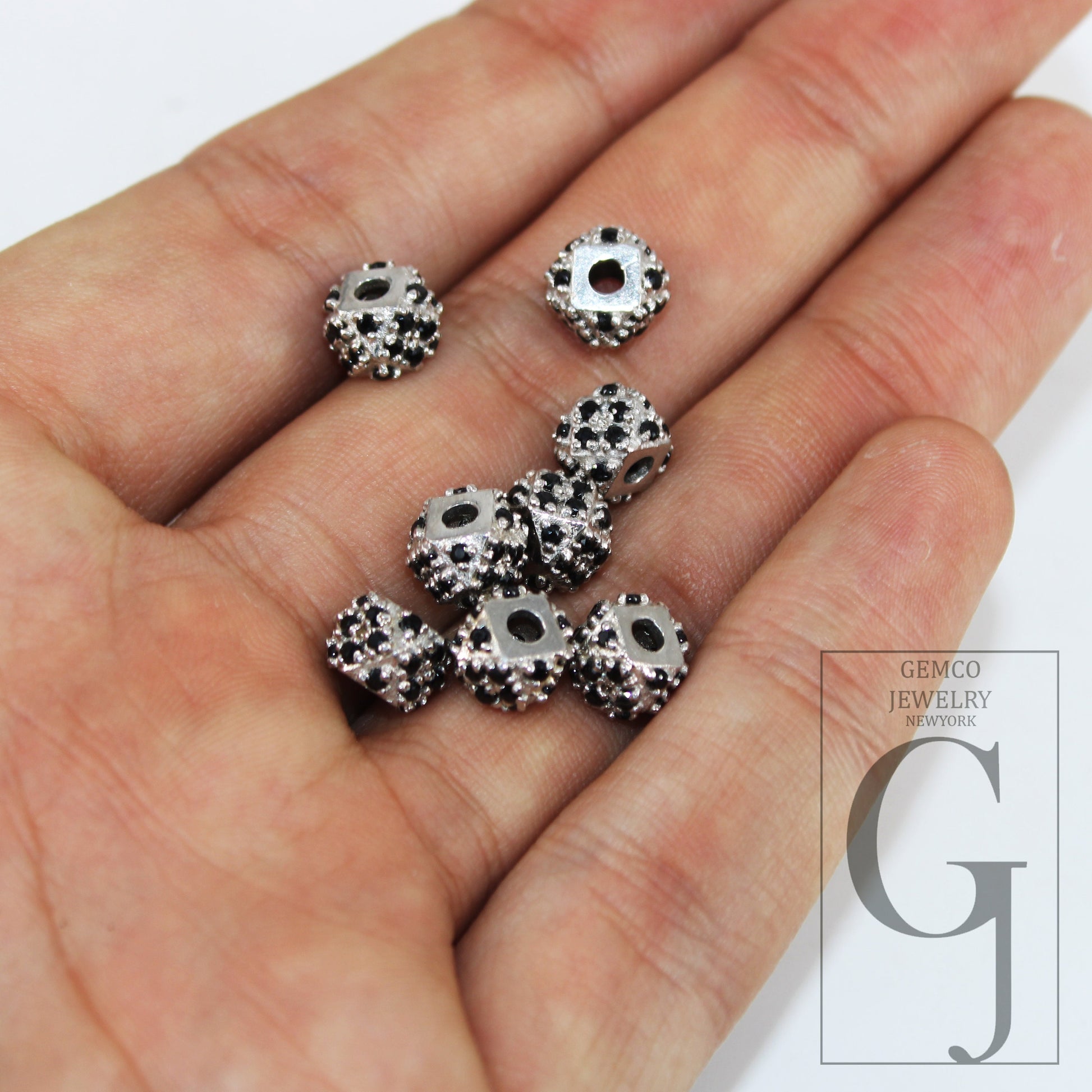 1pc 8mm Black Diamond Ball Bead / Spacers Design Pave Black Diamond 925 Sterling Silver Handmade Jewelry Diamond Jewelry Jewelry 8mm