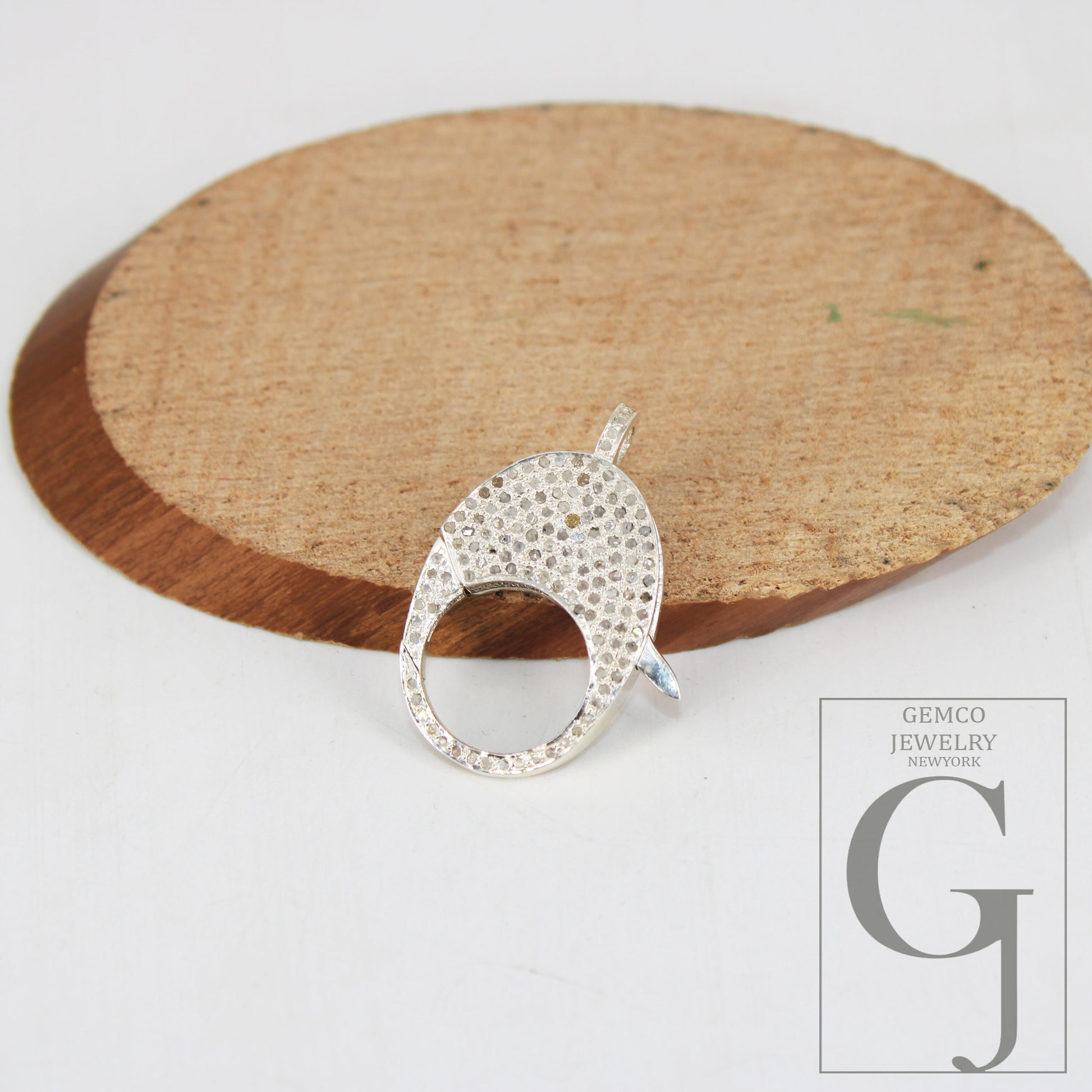 1pc Fashionable Rosecut Pave Diamond Lobster Design  Clasps 925 Sterling Silver Handmade Finish Diamond Clasps Jewelry Making Supplies