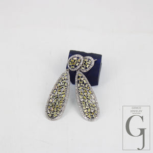 Beautiful Designed Baguettes Pave Diamond Earring Sterling Silver Earring Pave Diamond Silver Earring 925 Sterling Diamond Earring