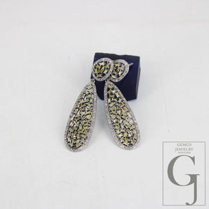 Beautiful Designed Baguettes Pave Diamond Earring Sterling Silver Earring Pave Diamond Silver Earring 925 Sterling Diamond Earring