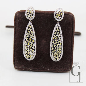 Beautiful Designed Baguettes Pave Diamond Earring Sterling Silver Earring Pave Diamond Silver Earring 925 Sterling Diamond Earring