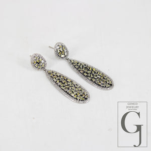 Beautiful Designed Baguettes Pave Diamond Earring Sterling Silver Earring Pave Diamond Silver Earring 925 Sterling Diamond Earring