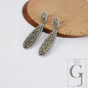 Beautiful Designed Baguettes Pave Diamond Earring Sterling Silver Earring Pave Diamond Silver Earring 925 Sterling Diamond Earring