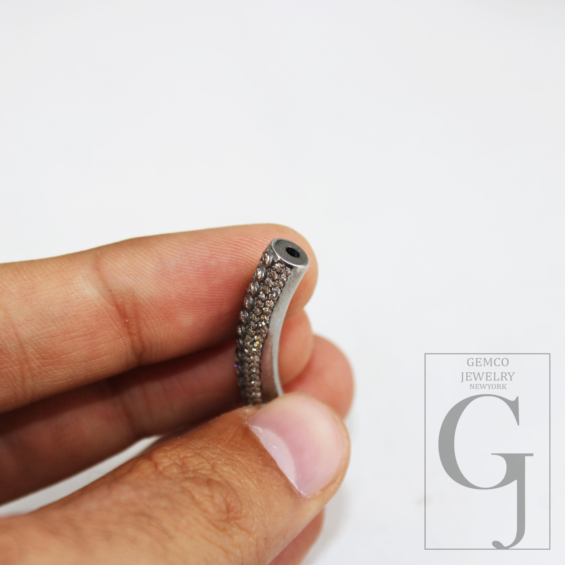 AAA Brilliant Cut Pave Diamond Connector 925 Sterling Silver Connector Handmade Diamond Tube Diamond Bracelet Connector Ready To Use Finding
