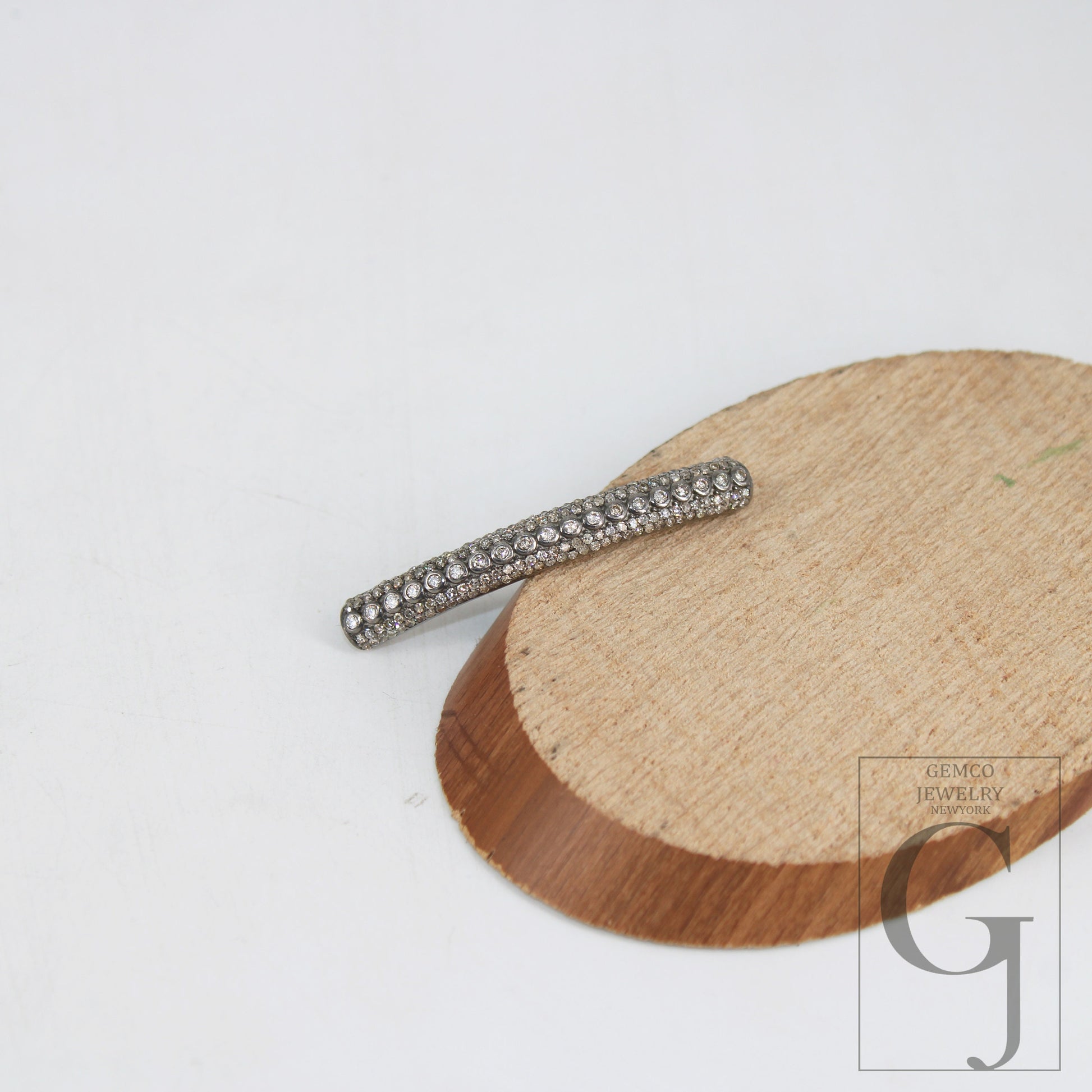 AAA Brilliant Cut Pave Diamond Connector 925 Sterling Silver Connector Handmade Diamond Tube Diamond Bracelet Connector Ready To Use Finding