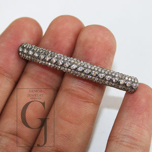AAA Brilliant Cut Pave Diamond Connector 925 Sterling Silver Connector Handmade Diamond Tube Diamond Bracelet Connector Ready To Use Finding