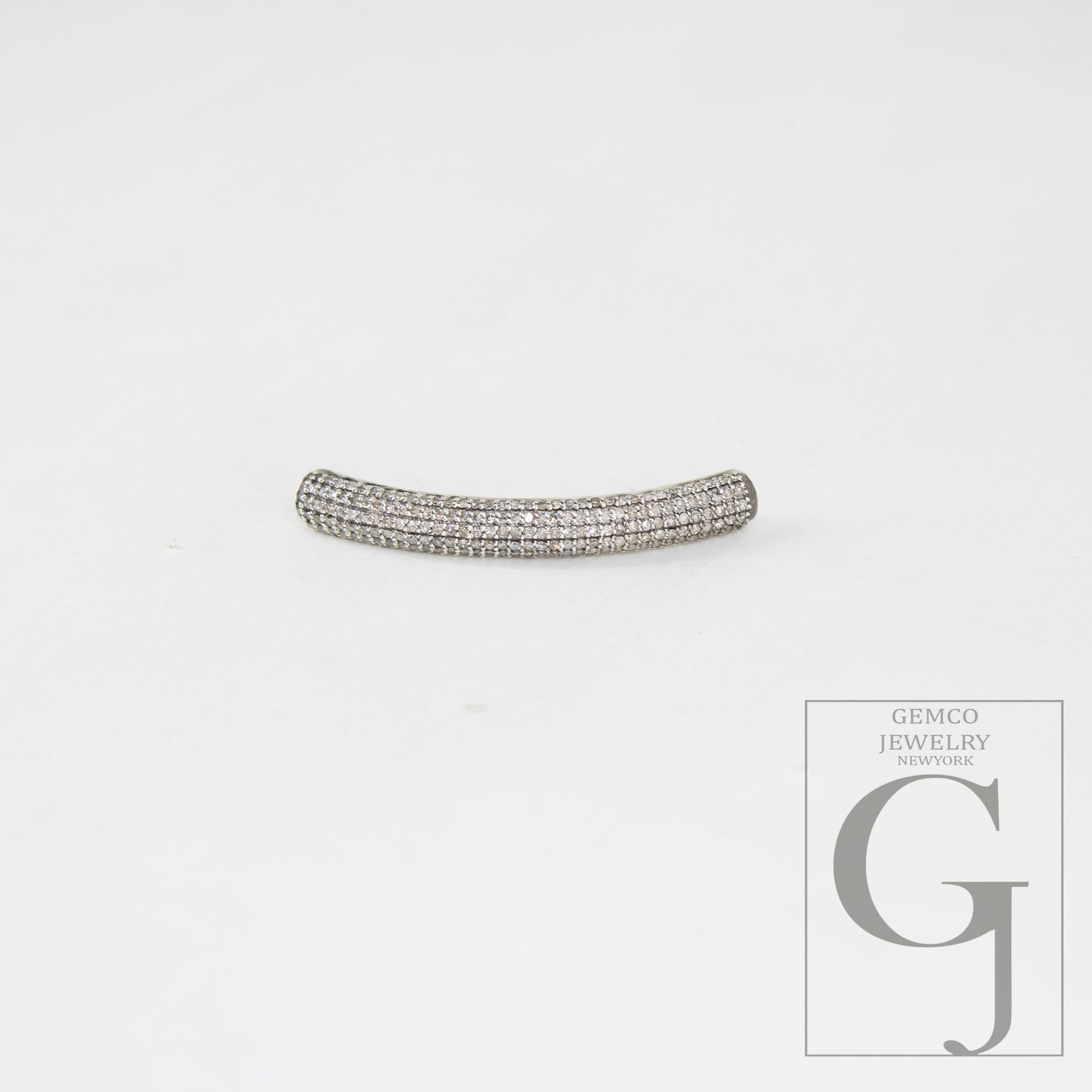 1pc AAA Brilliant Cut Pave Diamond Connector 925 Sterling Silver Connector Handmade Diamond Connector Tube Design Diamond Bracelet Connector