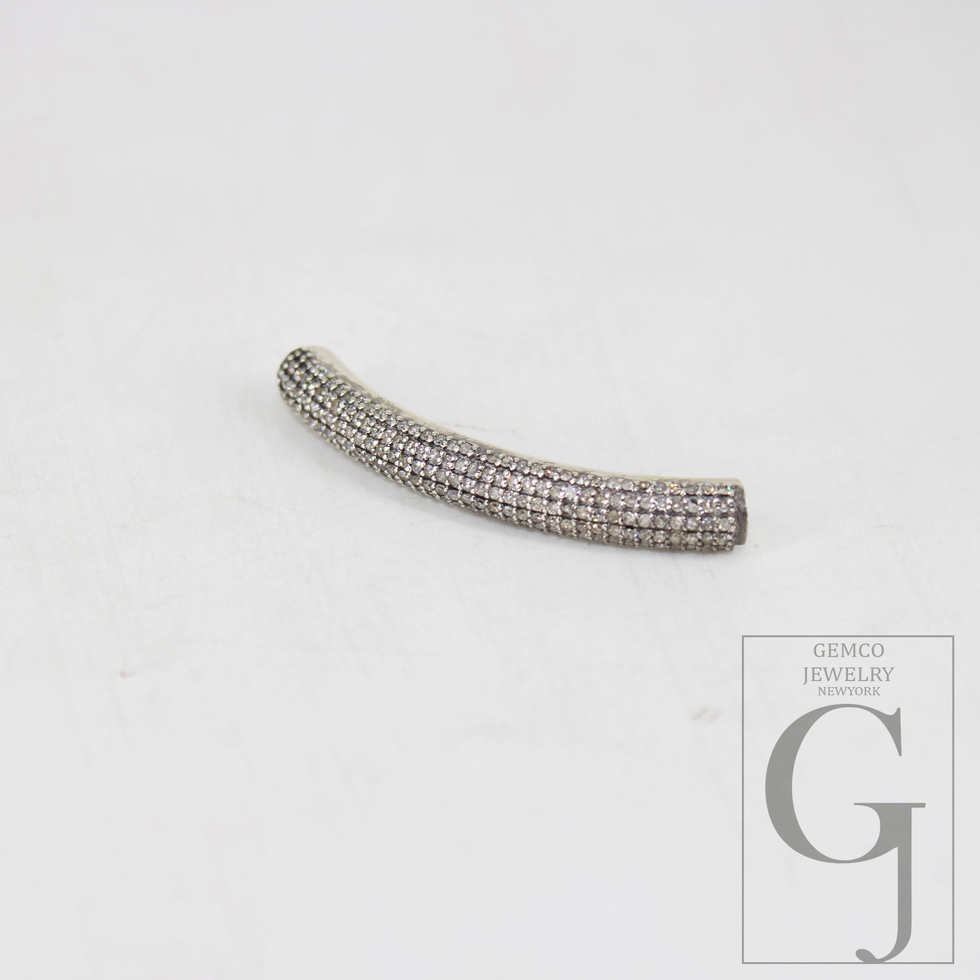 1pc AAA Brilliant Cut Pave Diamond Connector 925 Sterling Silver Connector Handmade Diamond Connector Tube Design Diamond Bracelet Connector