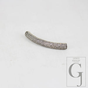 1pc AAA Brilliant Cut Pave Diamond Connector 925 Sterling Silver Connector Handmade Diamond Connector Tube Design Diamond Bracelet Connector