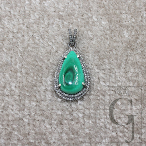 Antique Look Malachite Pendant Designer Rosecut Pave Diamond Pendant Sterling 925 Silver Handmade Finish Diamond Charms Necklace Pendant
