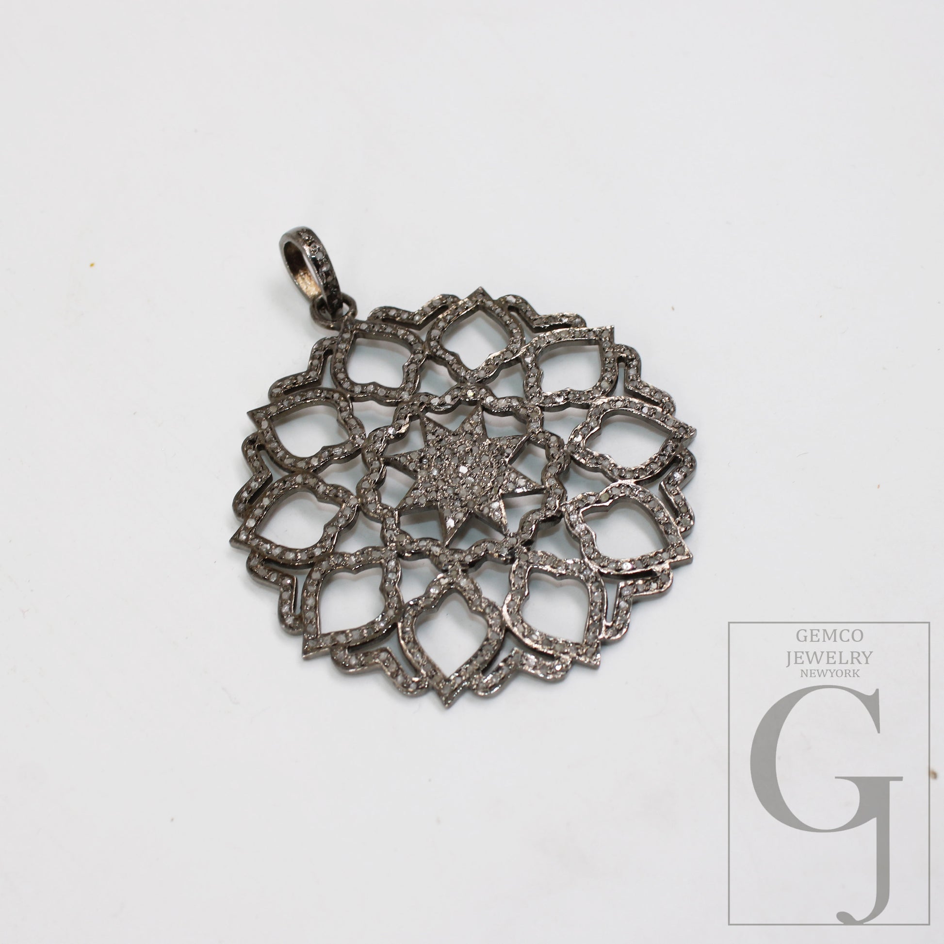 Beautiful Star Pave Designer Rosecut Pave Diamond Pendant 925 Sterling Silver Handmade Finish Diamond Jewelry Necklace Pendant