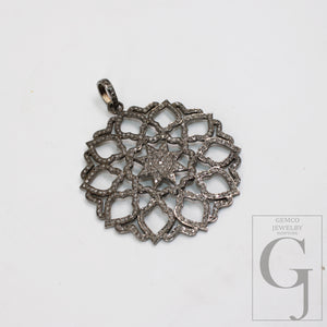 Beautiful Star Pave Designer Rosecut Pave Diamond Pendant 925 Sterling Silver Handmade Finish Diamond Jewelry Necklace Pendant