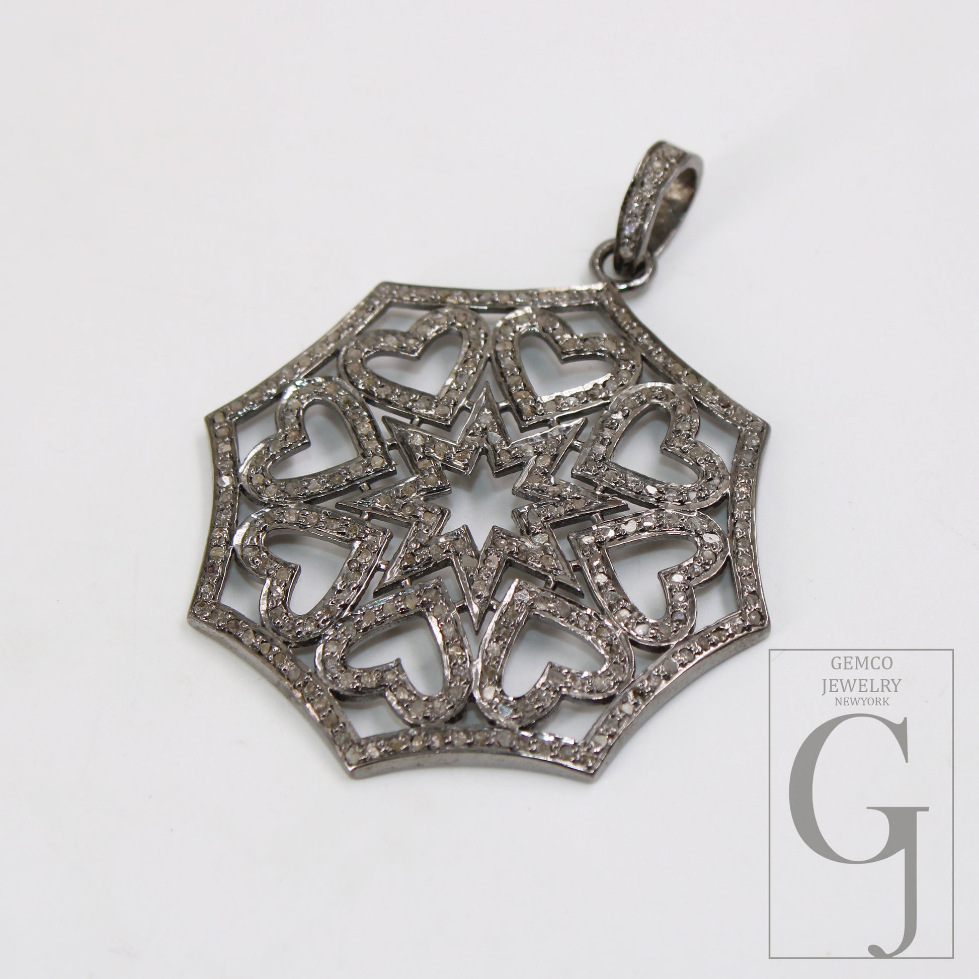 Beautiful Designer Love Pendant Rosecut Pave Diamond Pendant 925 Sterling Silver Handmade Finish Beautiful Diamond Pendant Jewelry