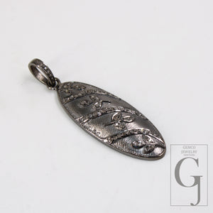 Beautiful Oval Designer Flower Pendant Rosecut Pave Diamond Pendant 925 Sterling Silver Handmade Finish Diamond Jewelry Necklace Pendant