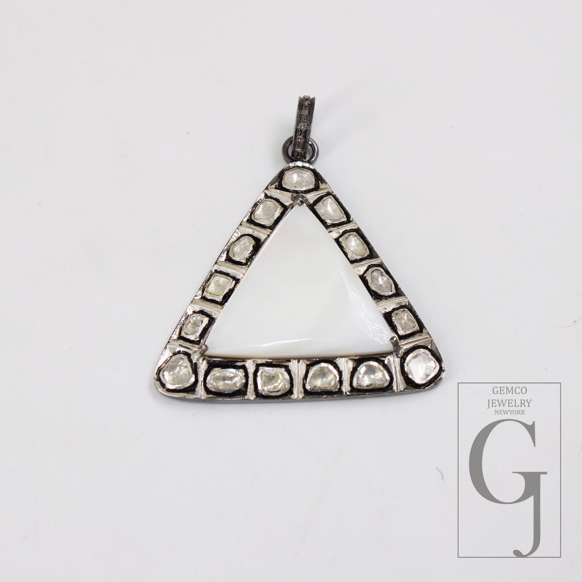 1pc Pearl With Polki Diamond Slice  Diamond Pendant Rosecut Pendant 925 Sterling Silver Handmade Pendant Jewelry Pendant For Necklaces