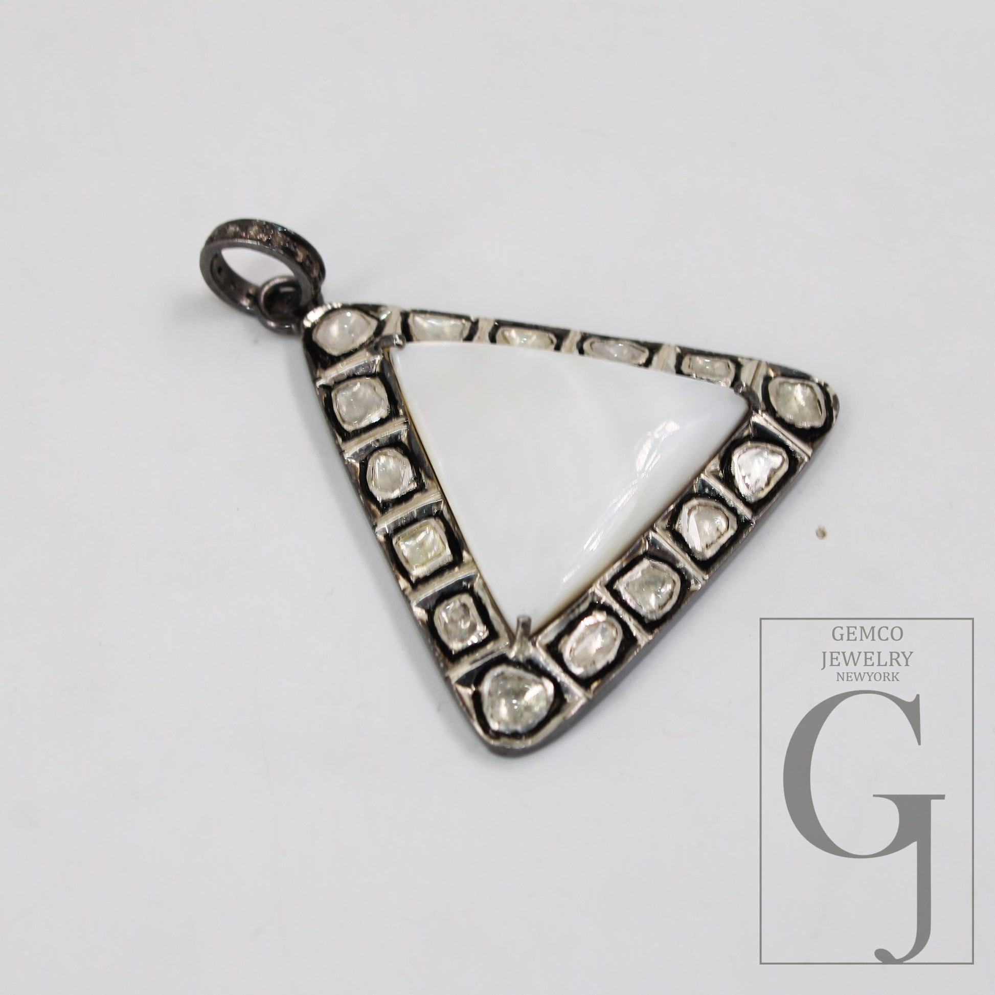 1pc Pearl With Polki Diamond Slice  Diamond Pendant Rosecut Pendant 925 Sterling Silver Handmade Pendant Jewelry Pendant For Necklaces