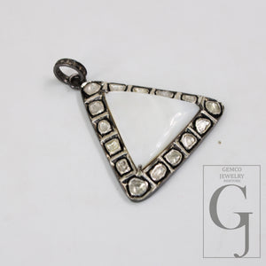 1pc Pearl With Polki Diamond Slice  Diamond Pendant Rosecut Pendant 925 Sterling Silver Handmade Pendant Jewelry Pendant For Necklaces