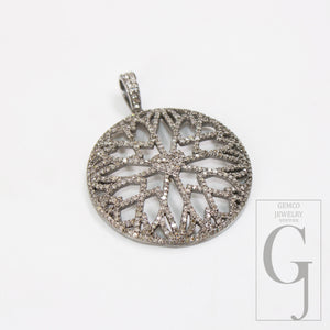 Heart diamond Pave diamond high quality rosecut pendant 925 sterling silver finish handmade diamond pendant designed love diamond pendant